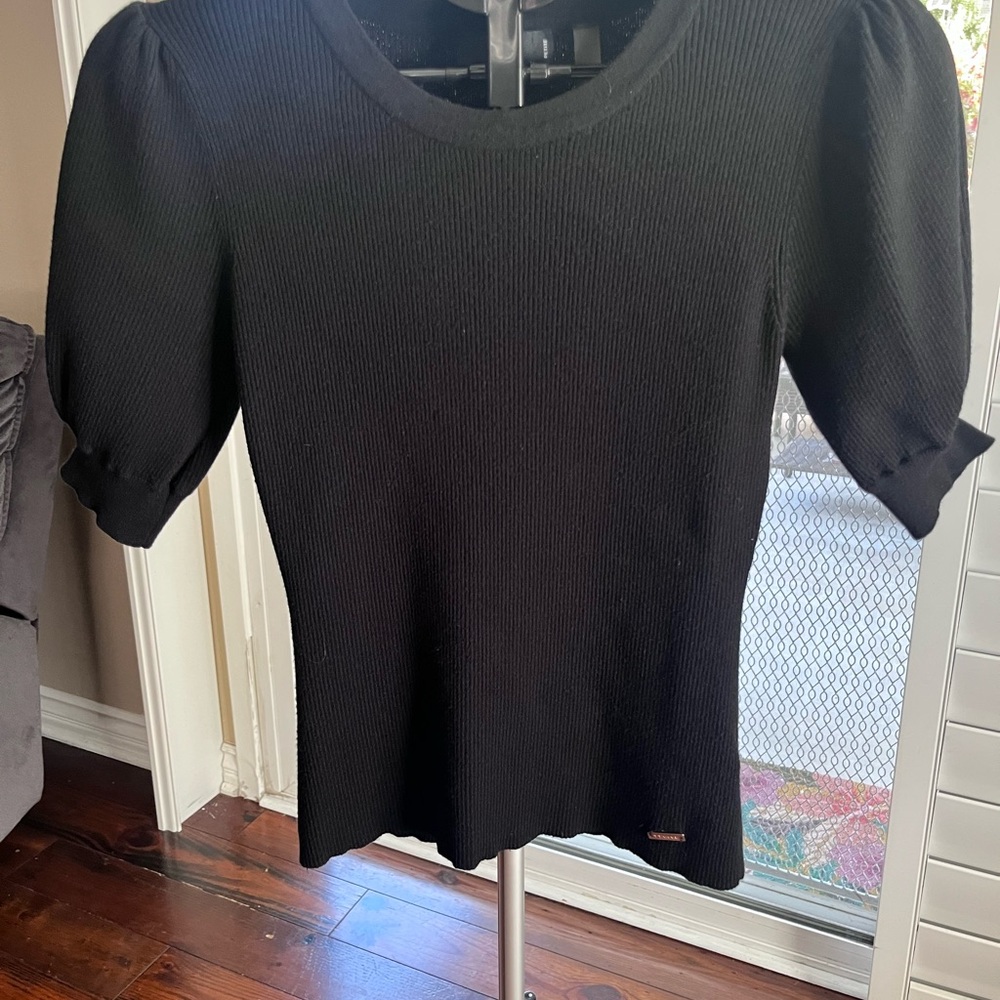 Elegant Black Puff Sleeve Top
